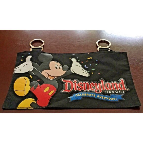 Mickey Mouse Disneyland Resort Celebrate Everyday Black Pouch Bag Case Clip On - Picture 1 of 3